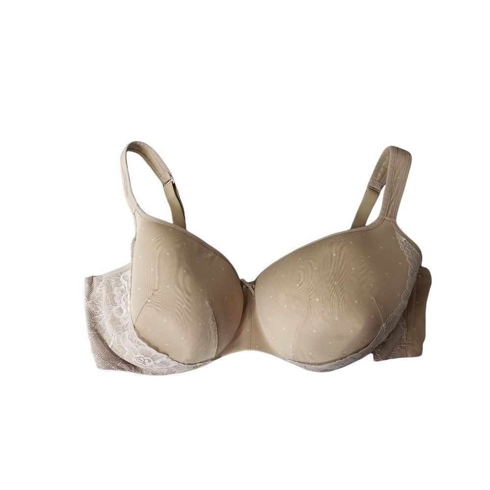 Cacique Tan Polka Dot Lace Lightly‎ Lined Balconette Bra 44DDD